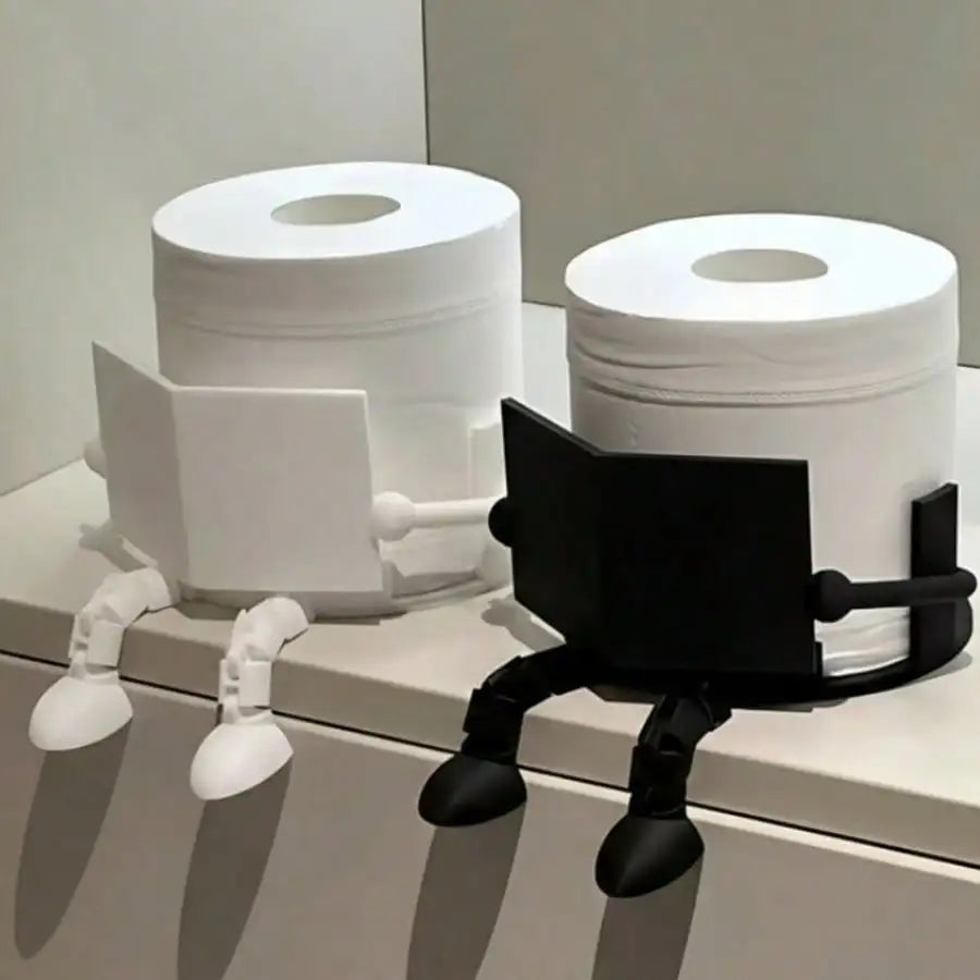 Creative Toilet Paper Holder Stand Fun Sitting Posture Design Qme Black and White
