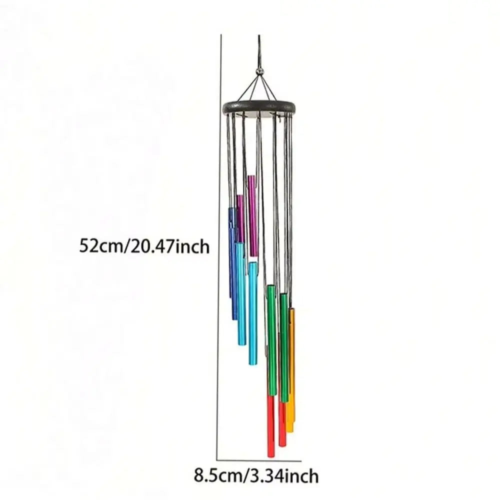 Decor Hanging Metal Wind Chime 12 Silver Aluminum Tube Wooden Music Qme 1pc