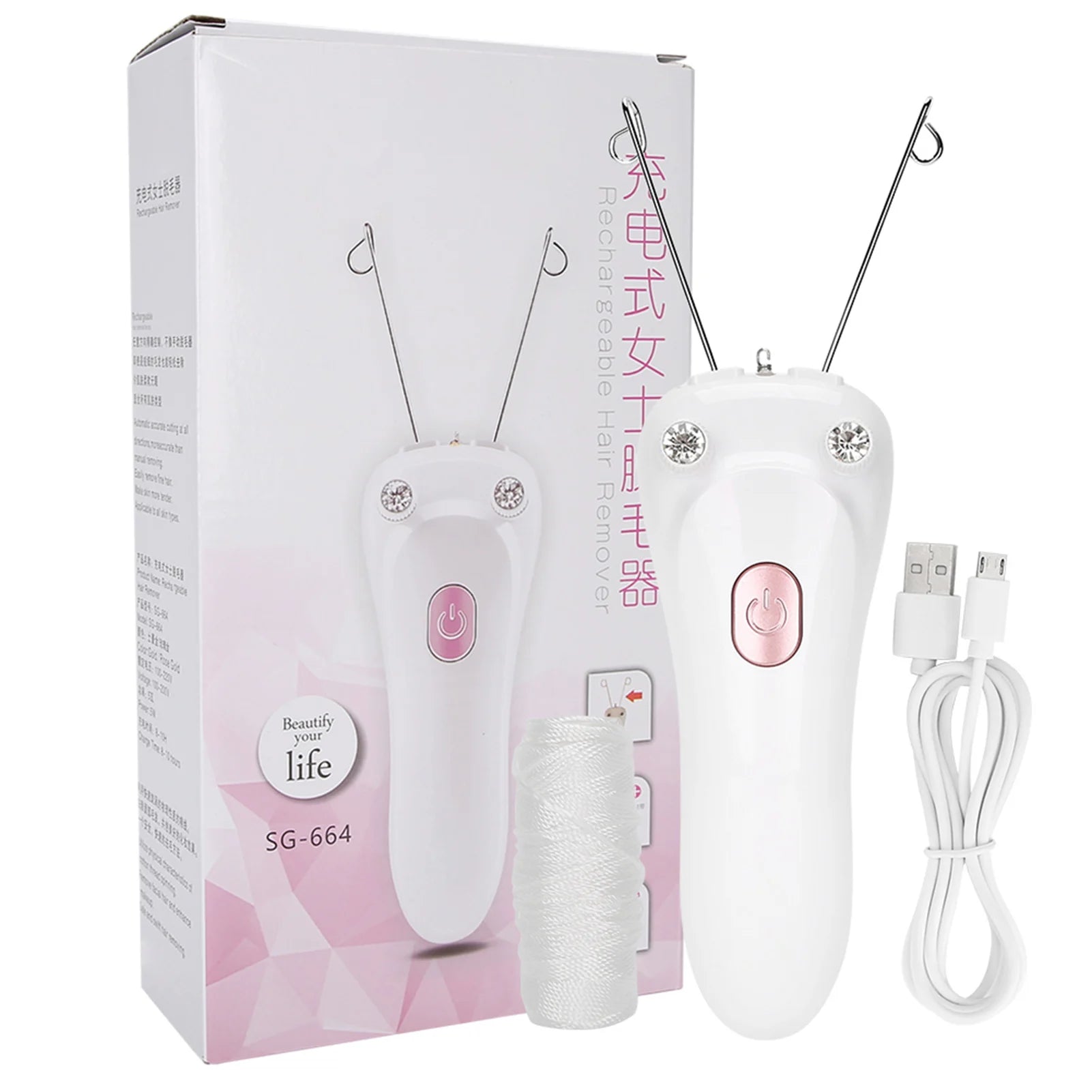 Electric Threading Epilator High Quality Threader Hair Remover Physical Depilation 2 Colors Face Arms for Woman Armpit Qme Pink