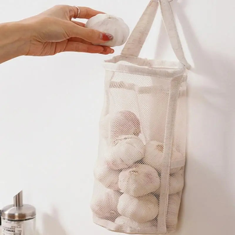 Portable Hanging Mesh Storage Bag Multi-purpose Breathable Kitchen Qme