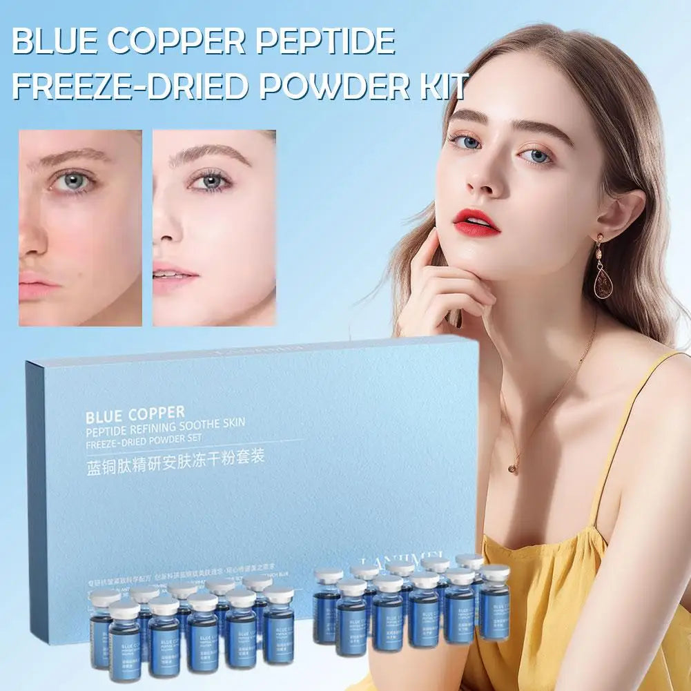 Blue Copper Peptide Face Skin Repair Freeze-dried Powder Set Sensitive Skin Moisturizing Firming Smooth Hyaluronic Acid Essence Qme