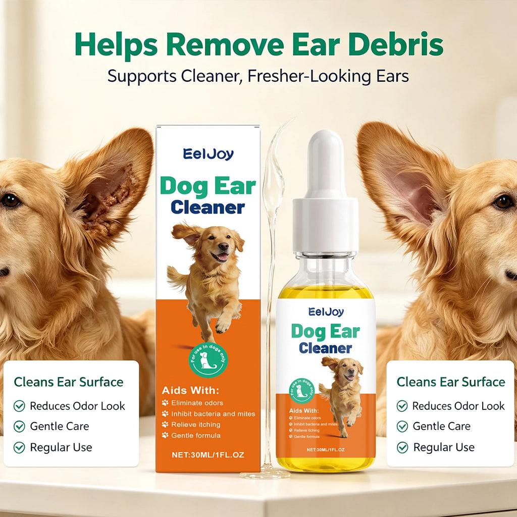 Dog Ear Cleaning Drops Removing Earwax Reduce Ear Mites Relieve Inflammation & Itching Eliminate Odors Freshing Pet Ear Cleaner Qme