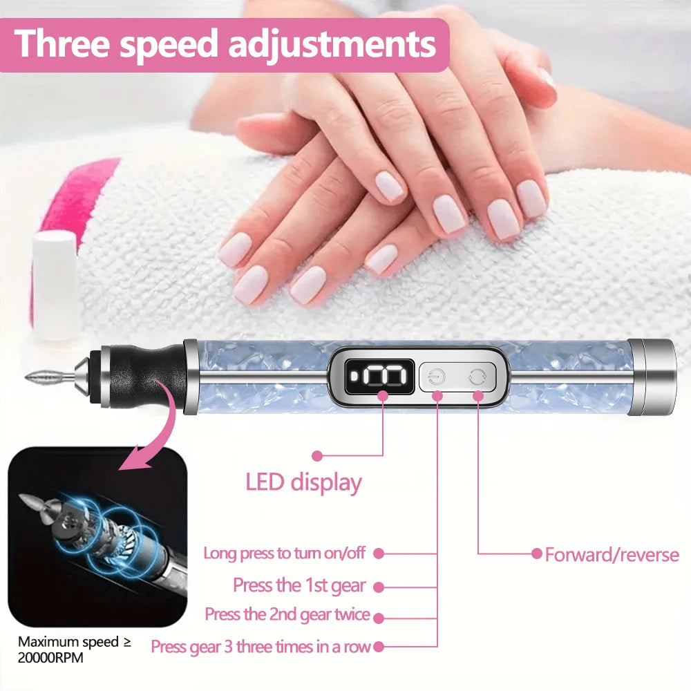 LINMANDA Professional Electric Nail Drill Machine Cordless Rechargeable 3 Speed Portable Efile for Thick Toenails Home Salon Kit Qme