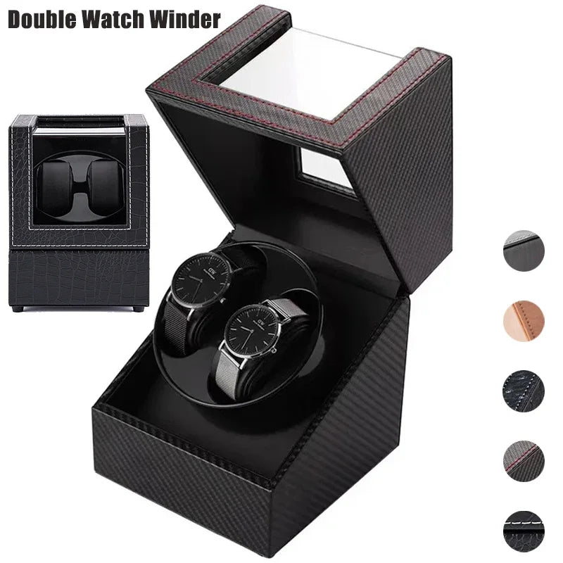 2 Slots Watch Winder for Automatic Watches Watch Box Automatic Winder Use USB Cable for Men with Quiet Motor Qme