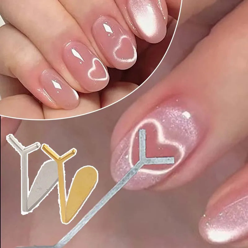 Y-shaped Cat Eye Magnet Wire Nail Art Magnetic Stripe Creating 3D Heart Cat Eye Nail Art Tools Accessories Multifunction Magnet Qme