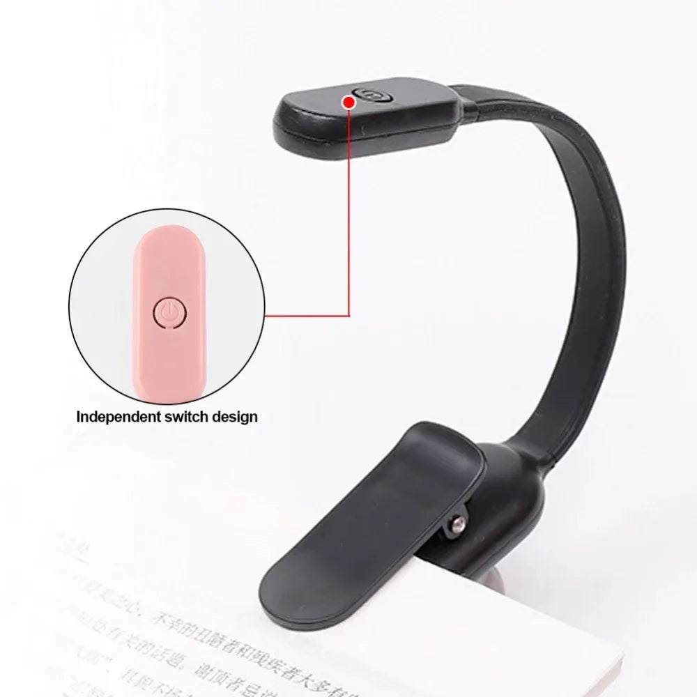 Rechargeable USB Clip LED Reading Light Mini Night Book Lamp With 3 Brightness Levels For Travel Bedroom Study Reading Qme