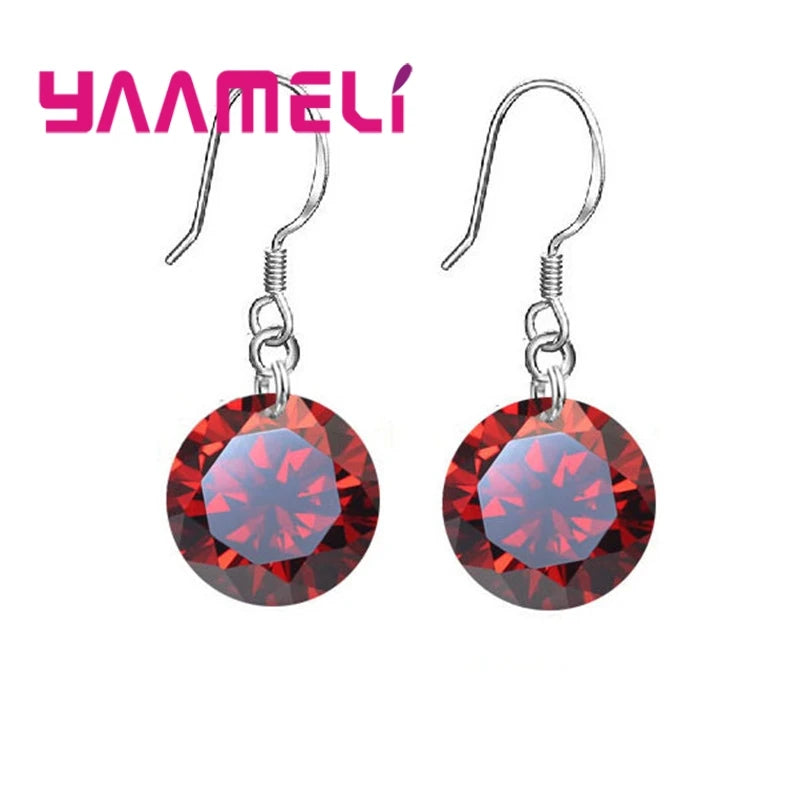 Bulk Sale Price 8 Colors Women Girls French Hook Earrings 925 Sterling Silver Color 8MM/10MM CZ Crystal Ball Jewelry 925 Stamped Qme