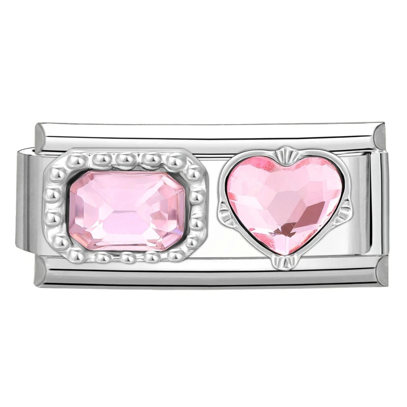 Wholesale Colored Gemstone Bowknot Water Drop Heart Italian Charm