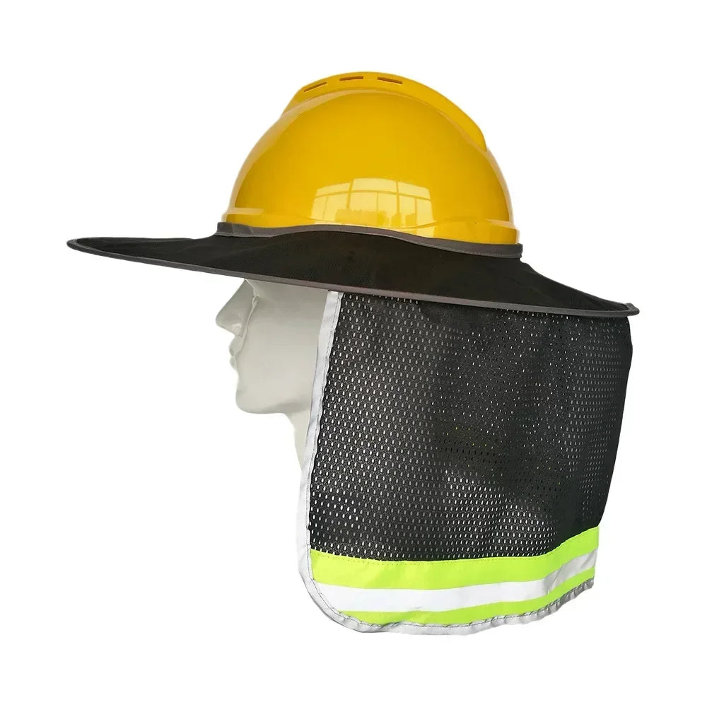 Summer Hard Hat Sun Shade, Reflective Protection Helmet Neck Shield for Construction Workers to Prevent Sunburn Qme Black Without safetyhelmet