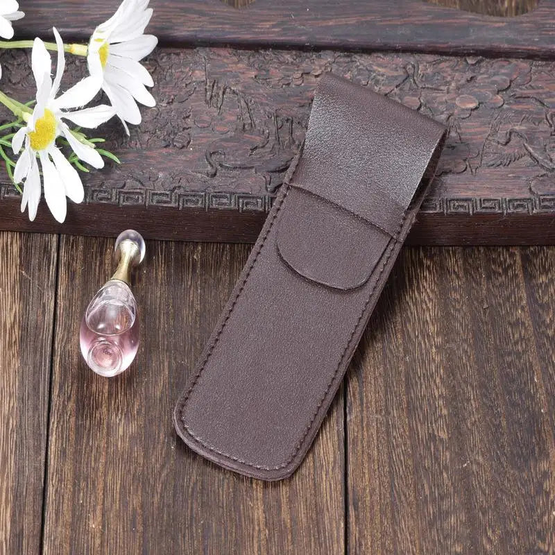 High-end Fountain Pen Protective Sleeve Large Capacity Double Case Qme Brown