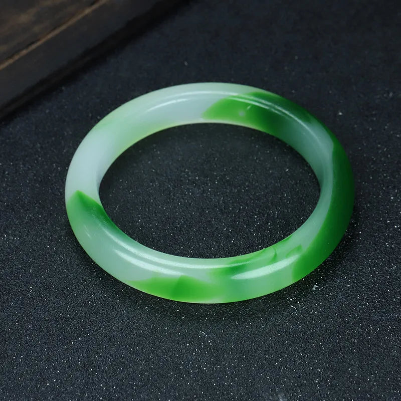 Multicolor Imitate Jade Bangle Charm Jewellery Fashion Accessories Hand-Carved Lucky Amulet Gifts for Women Her Men Qme