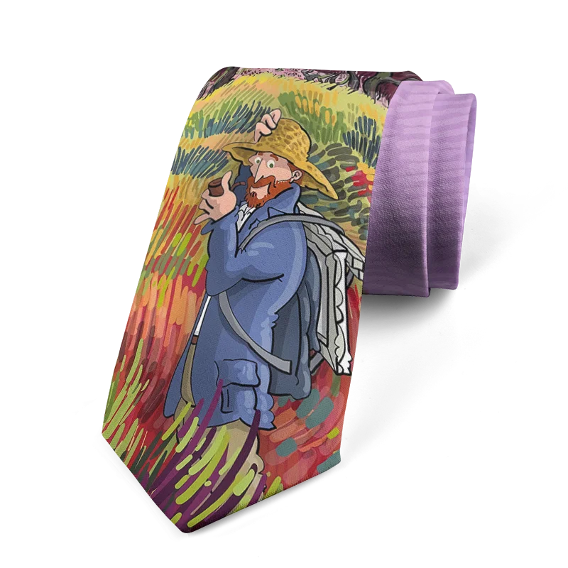 Classic Van Gogh Wide Fashion Oil Painting Tie Pastoral Sailing Print Qme style4