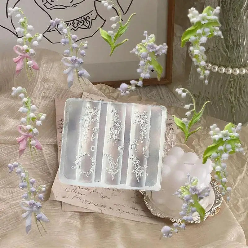 Lily Valley 3D Silicone Nail Mold Flower Nails Art Carving Template Qme