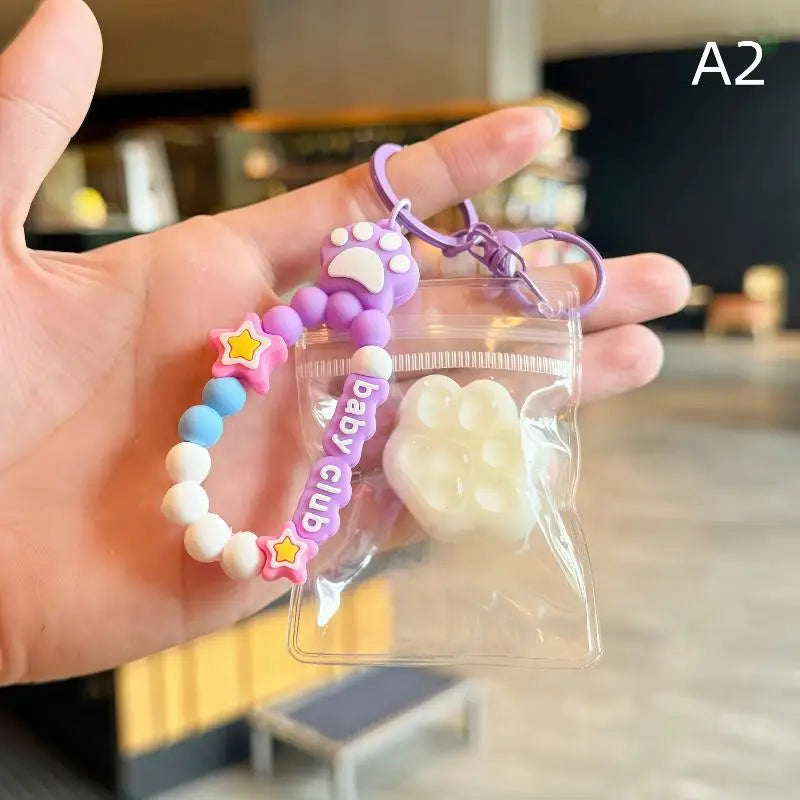 Cat Claw Stress Relief Squeeze Toy Ice Transparent Mini Keychain Cute Qme A2