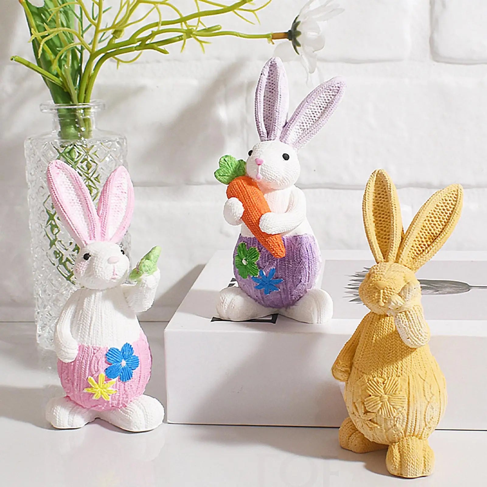 Easter Bunny Mold 3D Plaster Ornaments Craft Making Holiday Wedding Qme