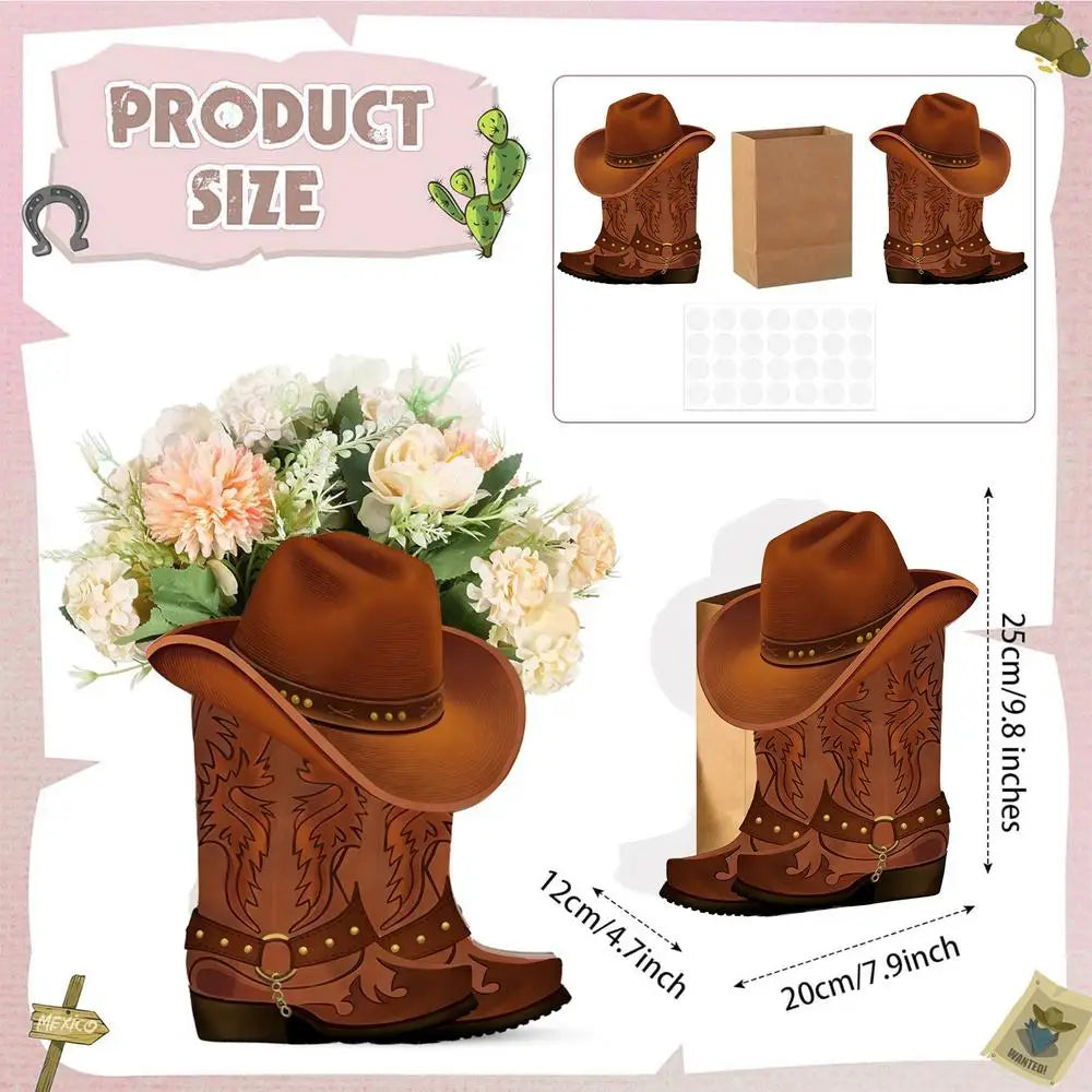 Cowboy Boots Flower Box 8 Western Wedding Decor Boot Shape Boxes Vase Qme Brown China Mainland