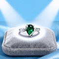 Hot Beautiful 925 Sterling Silver Charms Green Crystal Water Droplets Ring for Women Size 7 8 Fashion Anniversary Gift Jewelry Qme Silver 7
