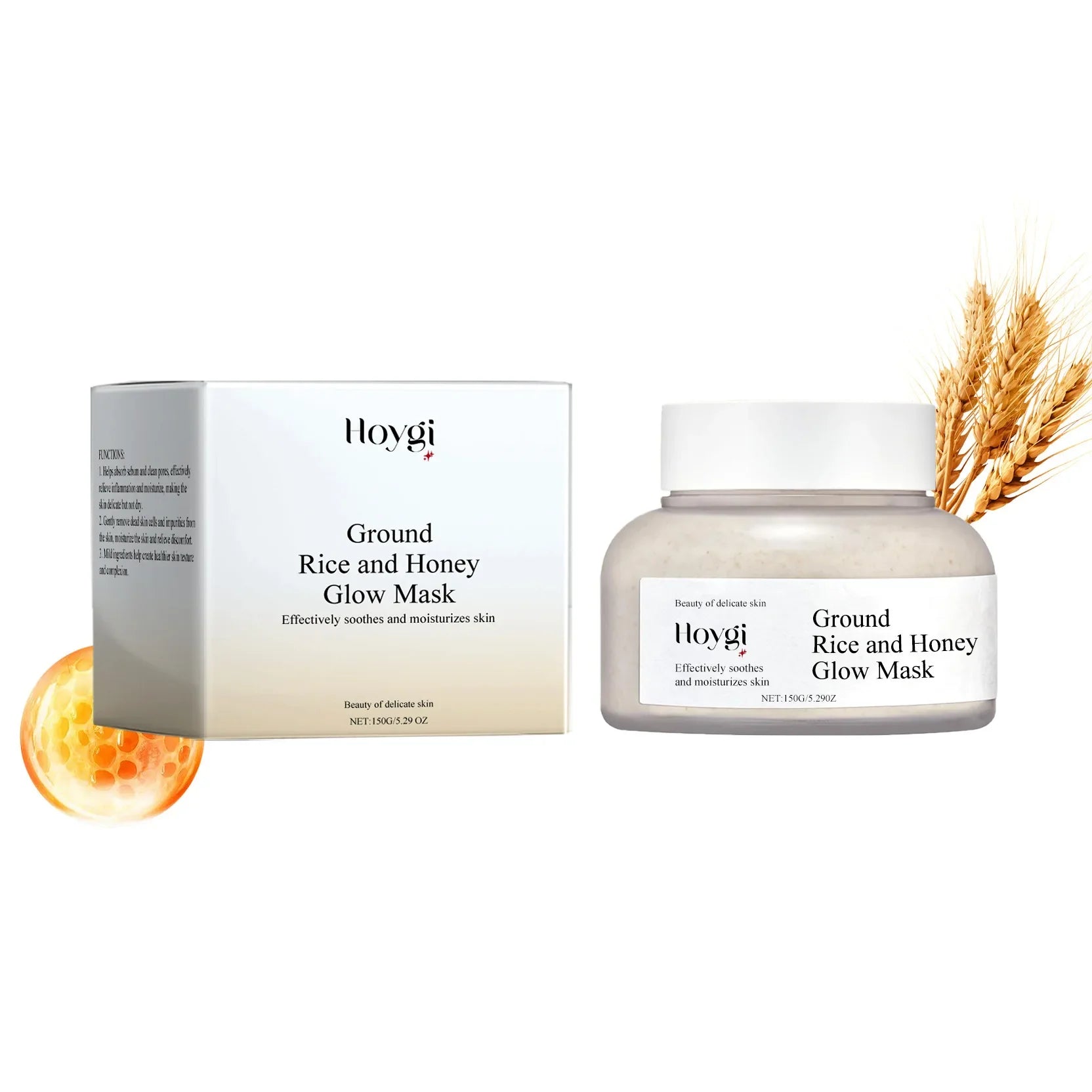 Rice & Honey Face Mask Moisturizing Fade Dark Spot Hydrating Repair Brightening Shrink Pore Hydrating Mask Glowing Skin Care Qme 150g Boxed