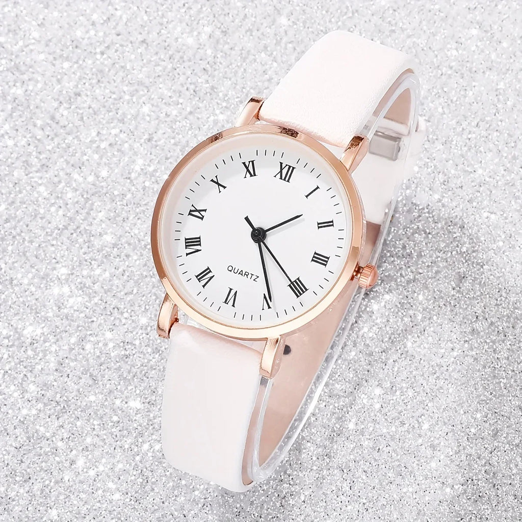 New Butterfly Watch Jewelry Set Women's Roman Dial Quartz Watch+Necklace Earrings Ring Bracelet Five Piece Set Qme