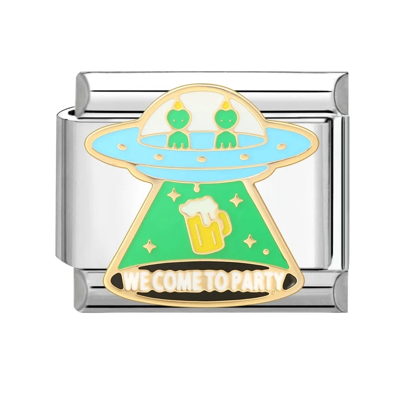 2026 Y2K Colorful Glaze Cute Street Scene Cat Italian Charm Link fit 9mm Stainless Steel Jewelry DIY Making Bracelets For Gifts Qme Style 31