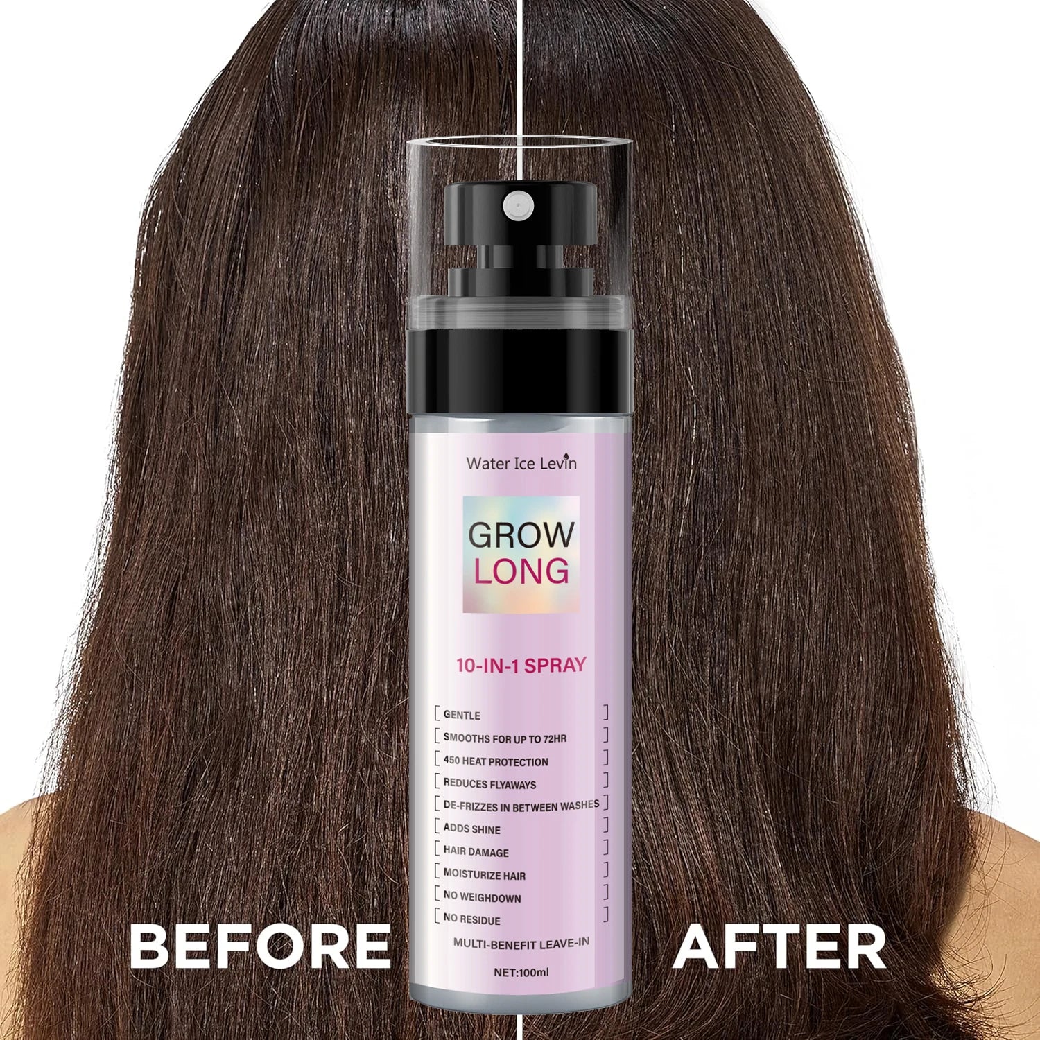 100ml, 10 in 1 Long Hair Care Spray, Innovative Technology for Comprehensive Care, Creating a Natural Lotus-Like Feel, Gentle Spray to Address Various Hair Issues Qme