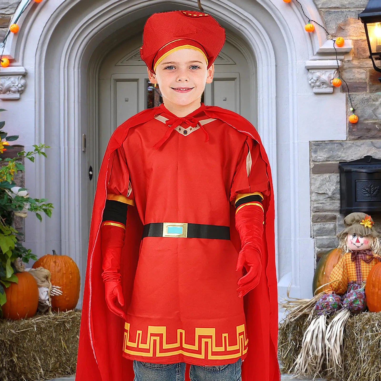Boys Lord Farquaad Costumes King Outfits Halloween Evil King Robe Cloak Red Top Hat Anime Cosplay Party Dress Up Qme