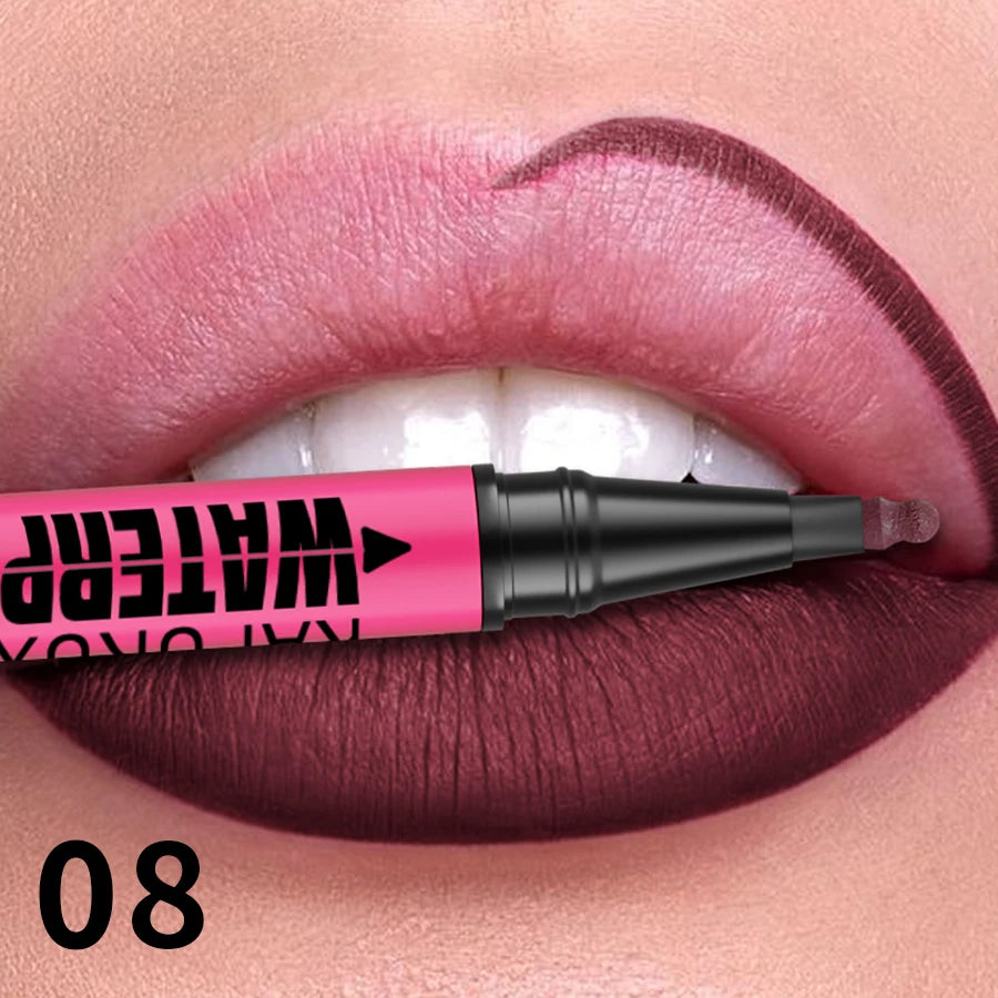 Liquid Matte12-Color Lipliner Pencil Waterproof Plumping Stain Qme 08