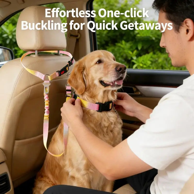 Belt Clip Buckle Tether Large Medium Small Dogs 2-in-1 Dog Car Qme