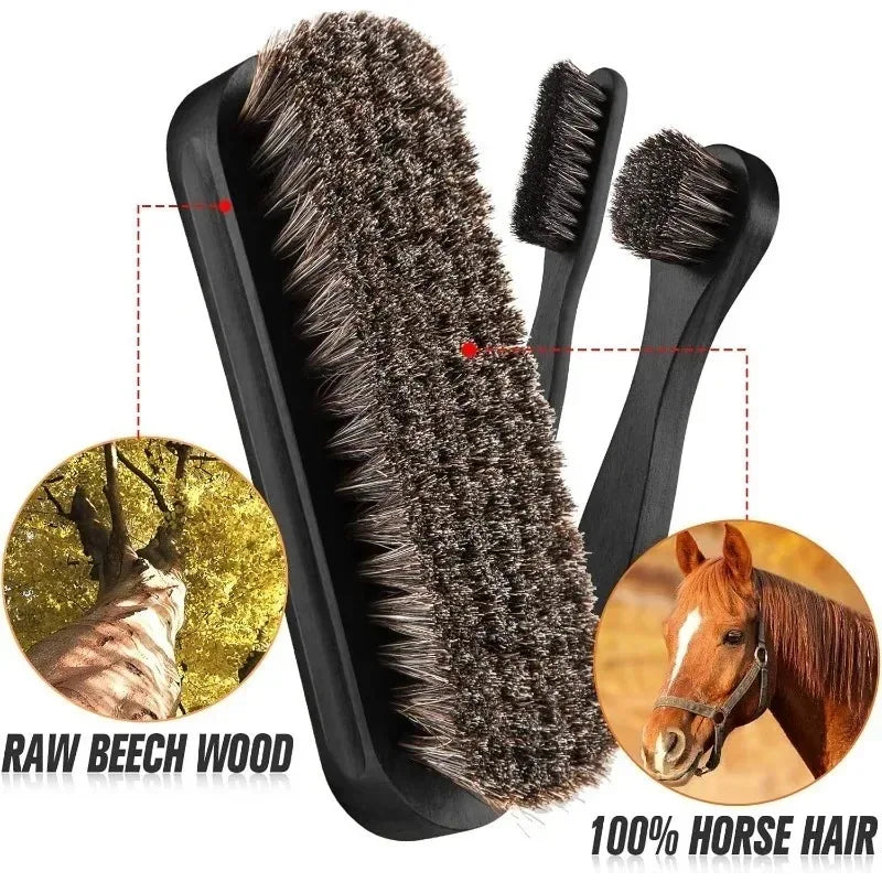 Horsehair Shine Shoes Brush Polish Dauber Applicators Cleaning Qme