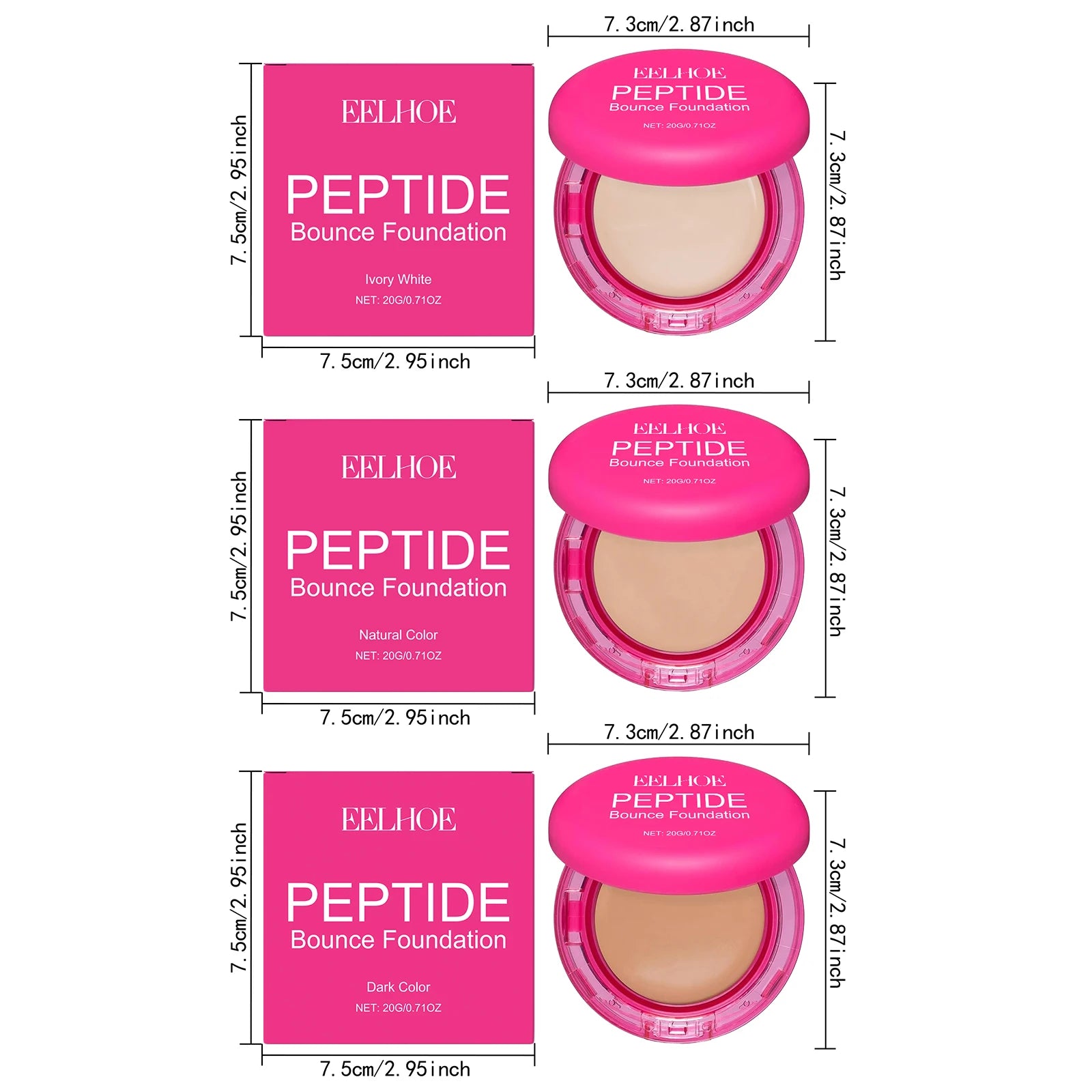 Peptide Bounce Balm Foundation Lasting Full Coverage Concealer Covers Spot Blemishes Brightening Oil Control Makeup Base Cream Qme