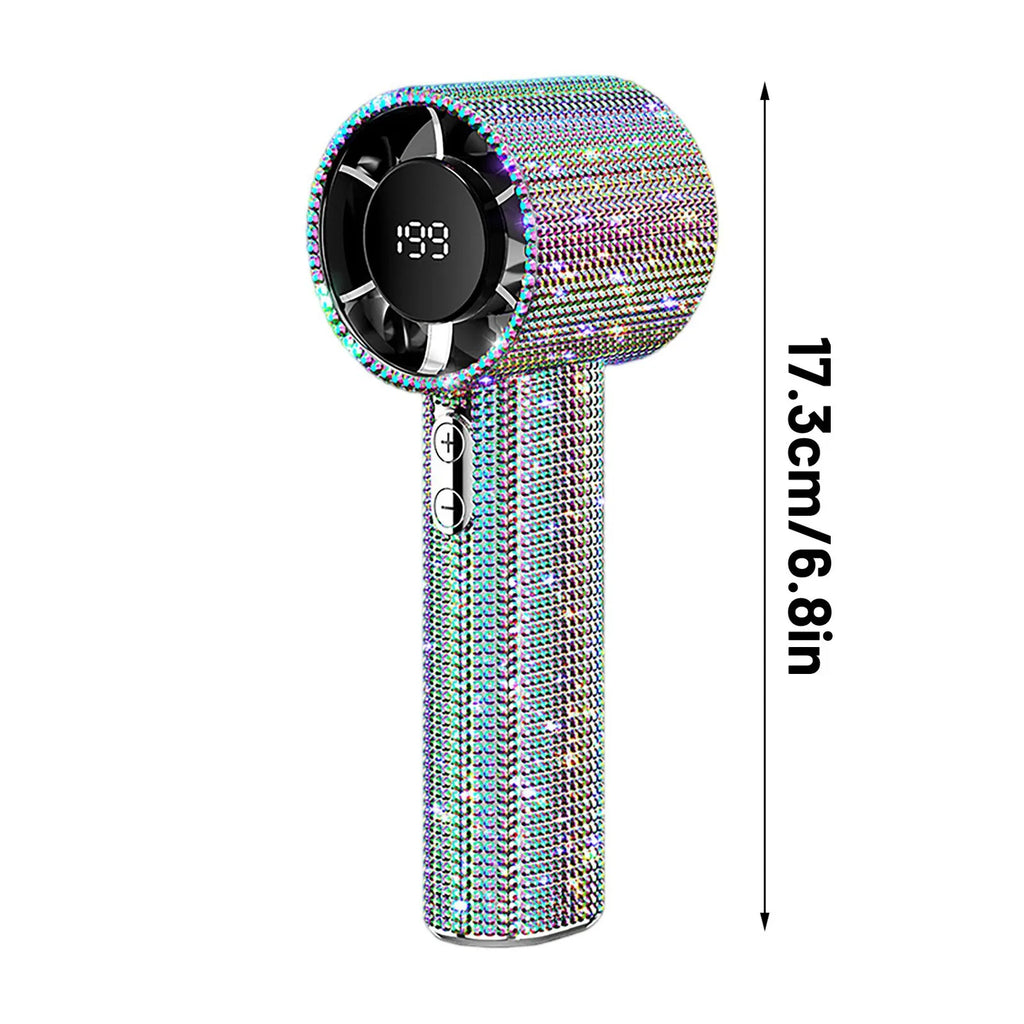 New Portable Handheld Turbine Rechargeable Fan with Digital Display USB Interface Mini Fan Suitable for Travel Camping Outdoor Qme