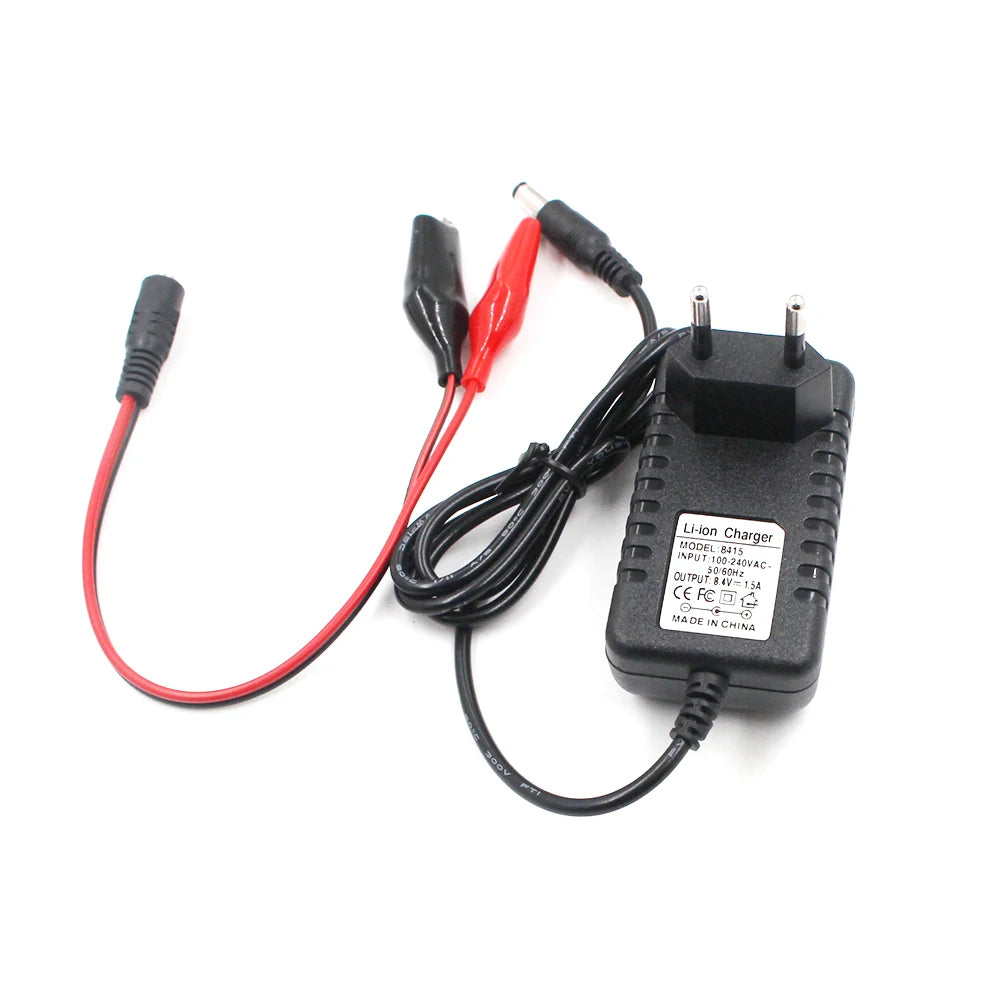 DC Power 21V 2A 18650 Lithium Battery Charger 18V 0.5A 1A 2A 4 Series Li-ion Battery Pack 5.5mm x 2.1mm With clip Qme whit clip US PLUG 2A