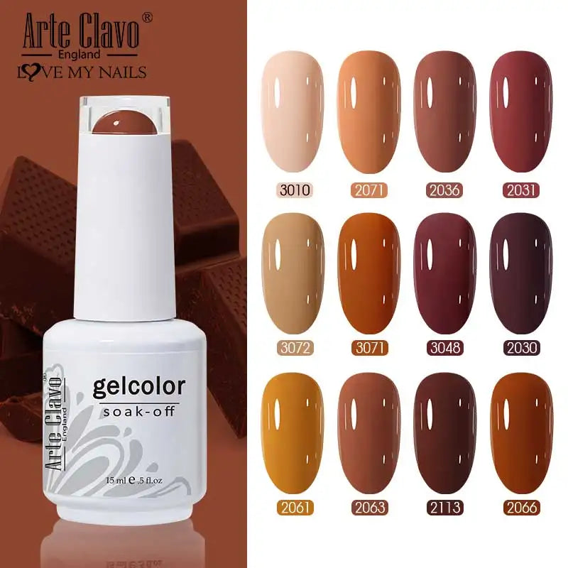 Arte Clavo HEMA TPO Coffee Brown Gel Nail Polish Winter Semipermanent Qme
