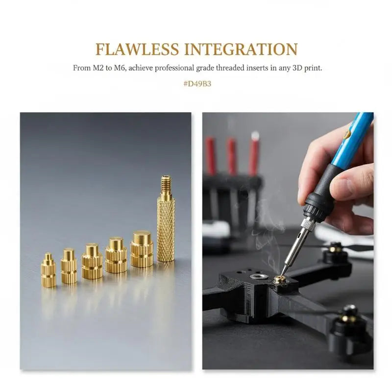 Heat Soldering Iron Tip Head Insert M2-M6 Melt Brass Embedded Thread Qme