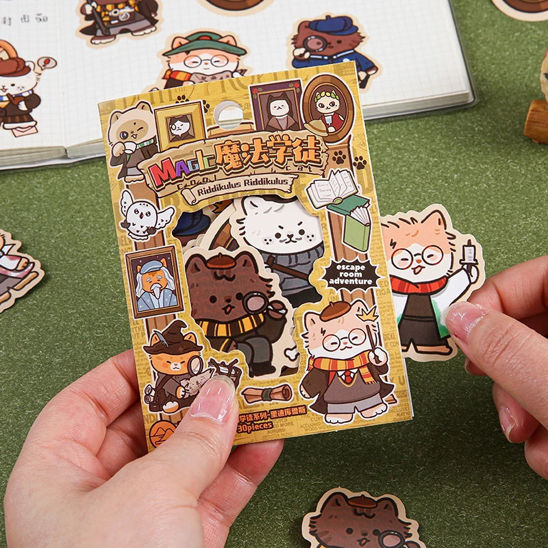 30 pcs/pack Cute Cartoon Stickers DIY Deco Scrapbooking Collage Junk Journal Creative Korea Stationery Craft Supplies Qme
