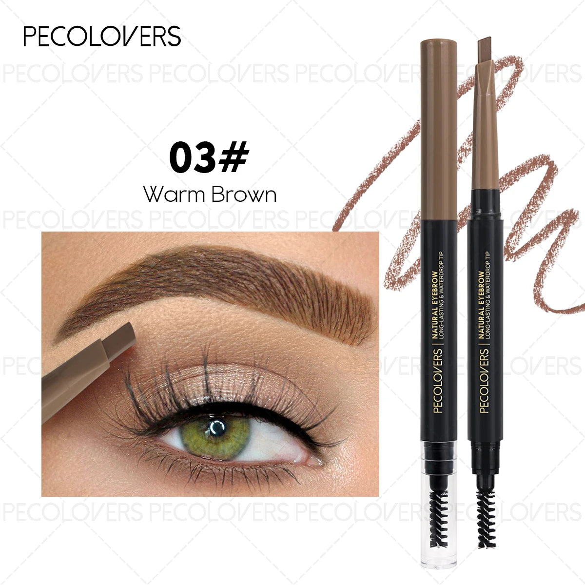 Dual-ended Eyebrow Pencil Brush Water Drop Pen Tip Spiral Head Design Qme 03