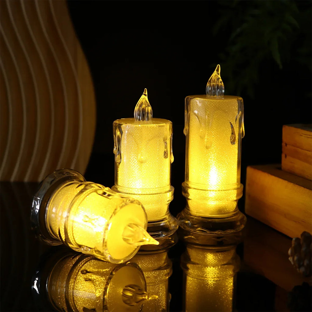 LED Crystal Candle Light Christmas Smokeless Romantic Birthday Candle Mini Transparent Electronic Candle Light Qme
