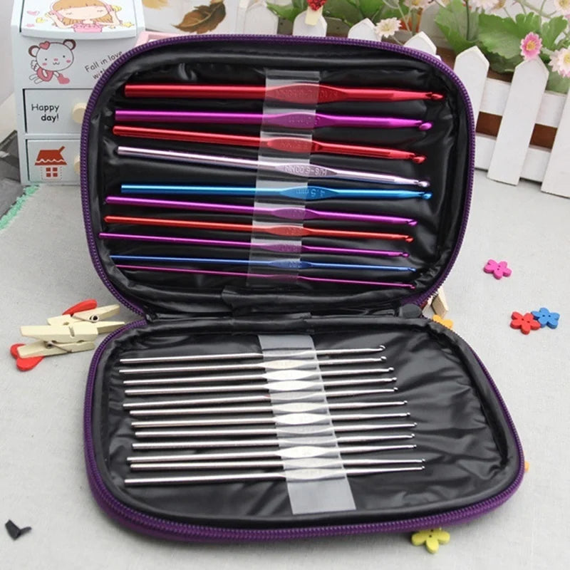 DIY Craft Yarn Sewing Needle Case Ergonomic Aluminum Crochet Hooks Qme