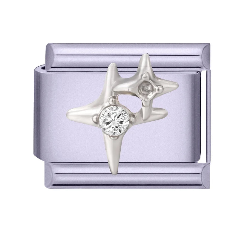 Shiny Zircon Butterfly Moon Stars Bow Purple Italian Charm Links Fit