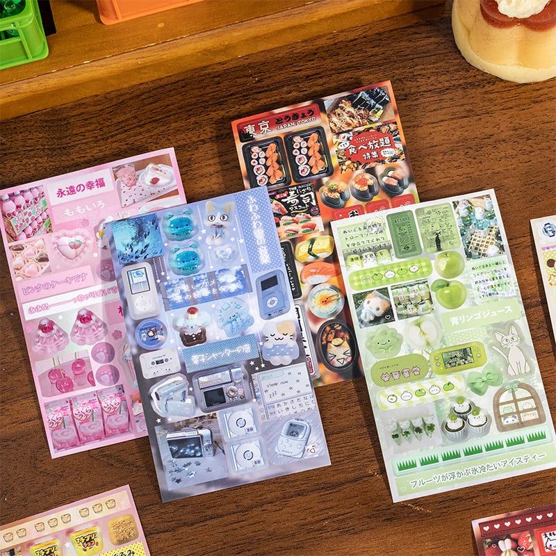 Japanese Style Cute Multi-Theme Sticker Book, Lovely Cartoon Journaling Material, Must-Have for Students & Stationery Lovers Qme