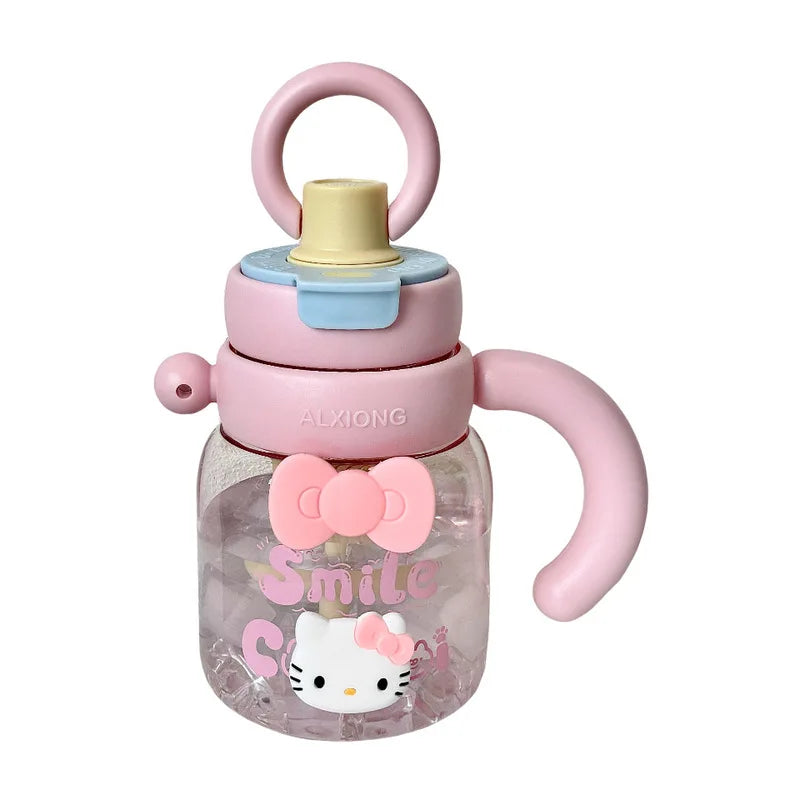 Hello Kitty Large-Capacity Plastic Water Cup Stylish Straw Cup for Girls Portable Summer Ice-Cooling Cup for Students Qme