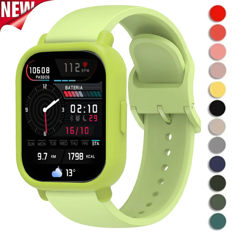 Silicone Case + Strap for Redmi Watch 5 Lite / 5 Active Repacement Bracelet Belt Smart Watchband Protective Shell Cover Qme