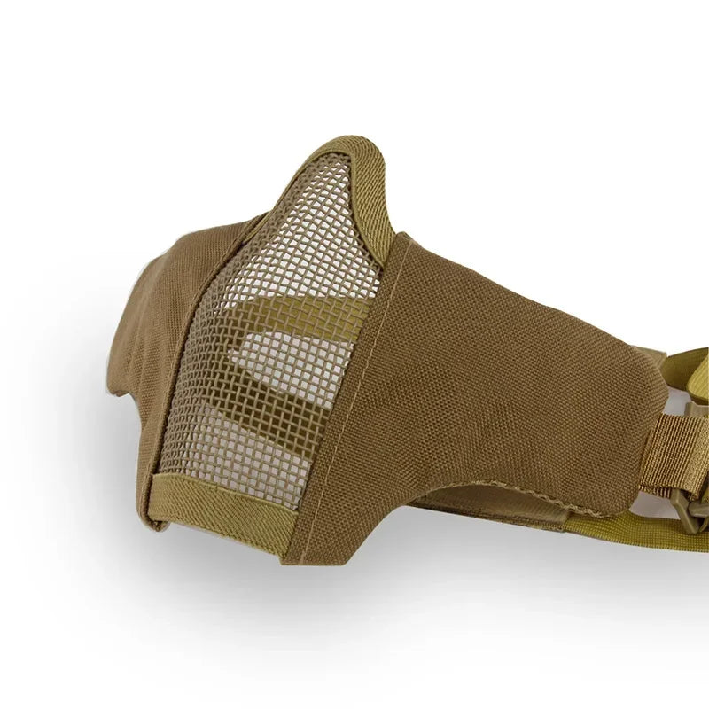 Tactical Lower Face Protective Mask for Hunting, Paintball, CS, Adjustable Military Tactical Protective Mesh Half Face Mask Qme 2