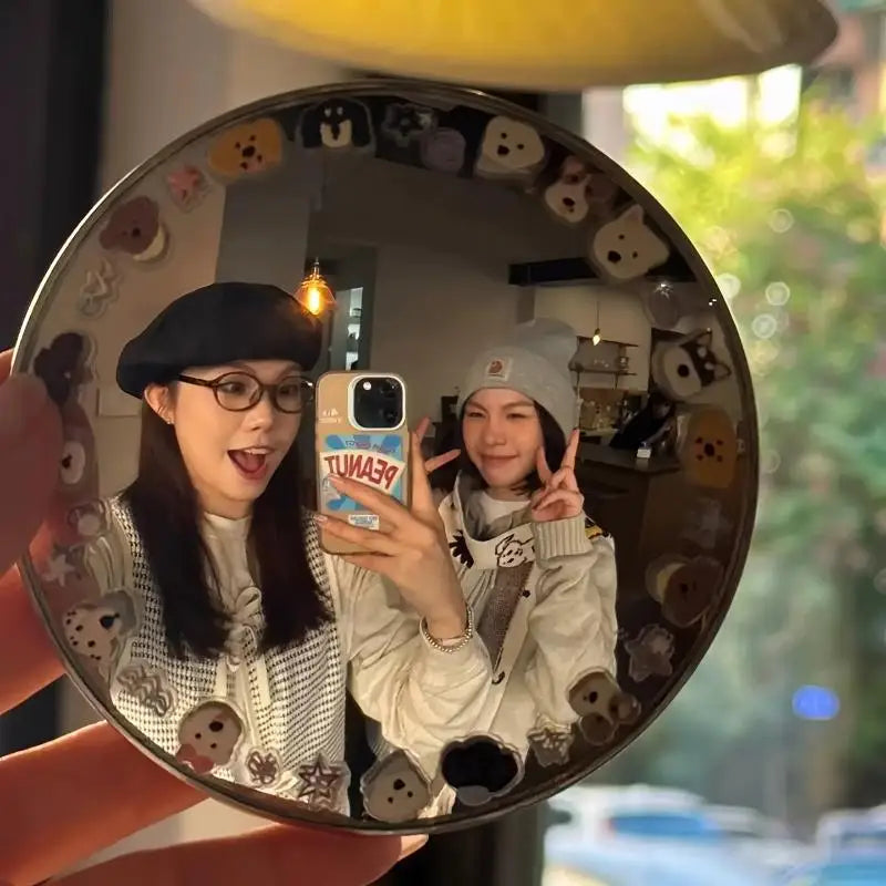 Portable Makeup Mirror Handheld Photography Mirrors Round Convex Qme