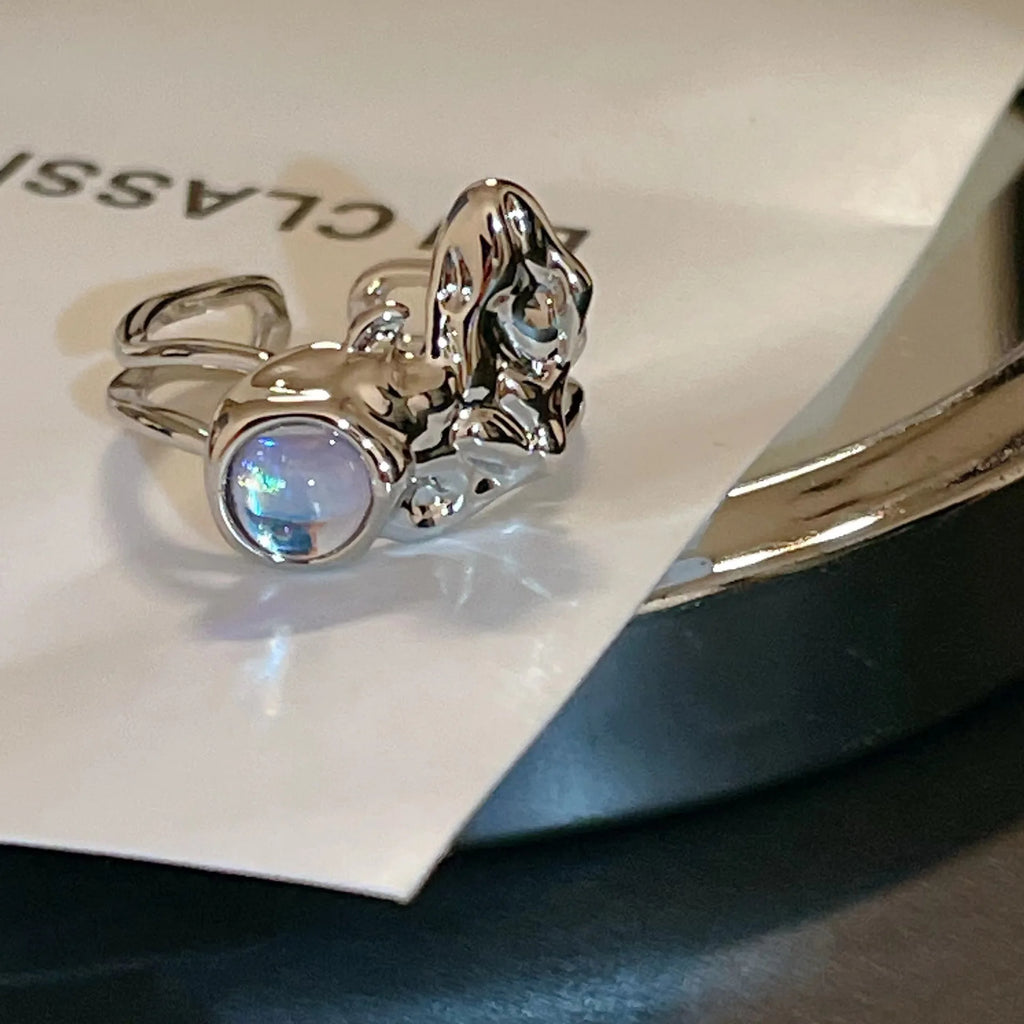 Kpop Europe America Aesthetic Irregular Design Gem Ring for Fashion Women Wedding Luxury Banquet Anniversary Vintage Jewelry Qme