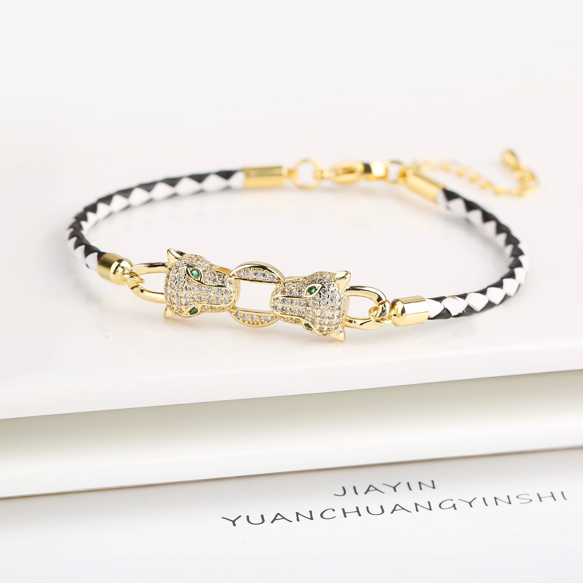 New 6 Colors Fashion Cute Animal Bear Zirconia Leather Rope Braided Adjustable Bracelet Classic for Man Woman Party Jewelry Gift Qme E