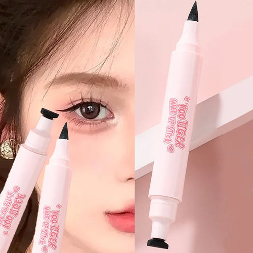 2 in 1 Eyeliner & Aegyo-sal Pen, Double Ended Waterproof Stamp Eyeliner Pencil, Smooth Shadow Liner for Natural Eye Makeup Qme