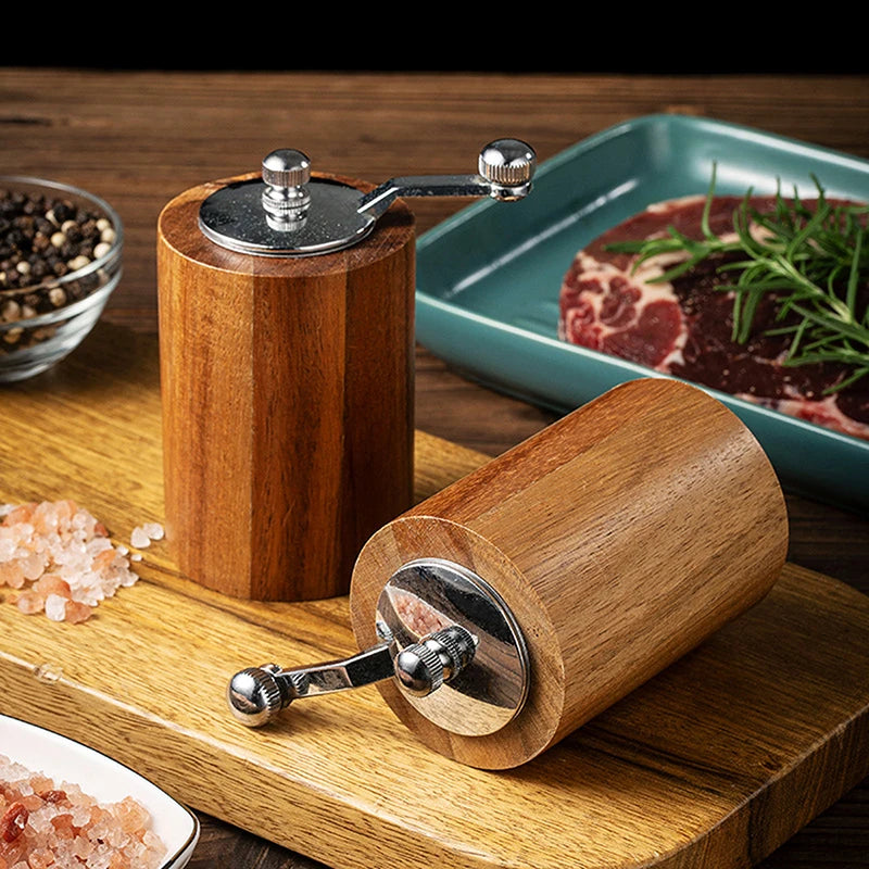 Hand-operated Pepper Mill Kitchen Manual Solid Wood Black Grinder Qme