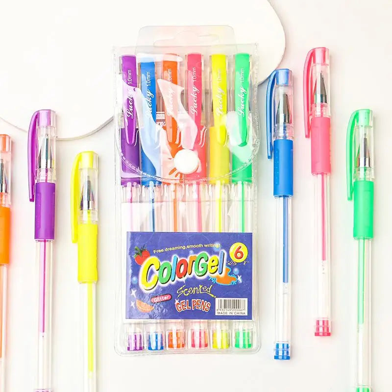 Glitter Gel Pen 6 12 18 Colors Bright Quick Dry Ink Student Qme A4