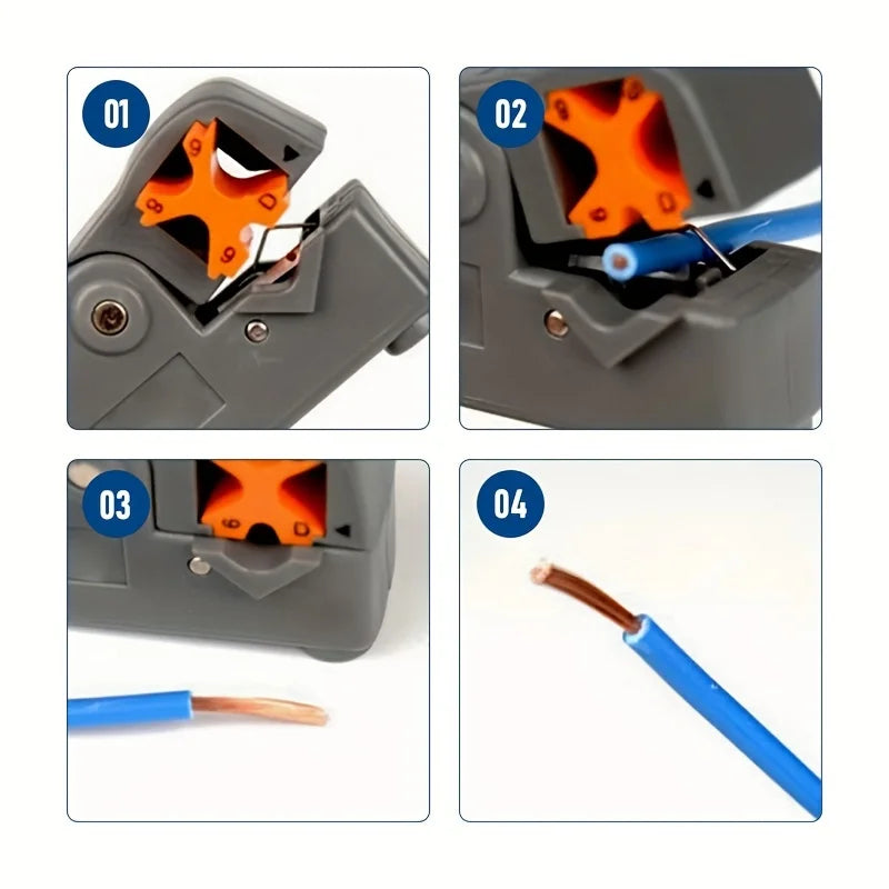 1pc Automatic Multifunctional Wire Stripper And Crimping Tool With Hex Wrench, Plastic Handle Wire Cutter, Double-Blade Wire Str Qme